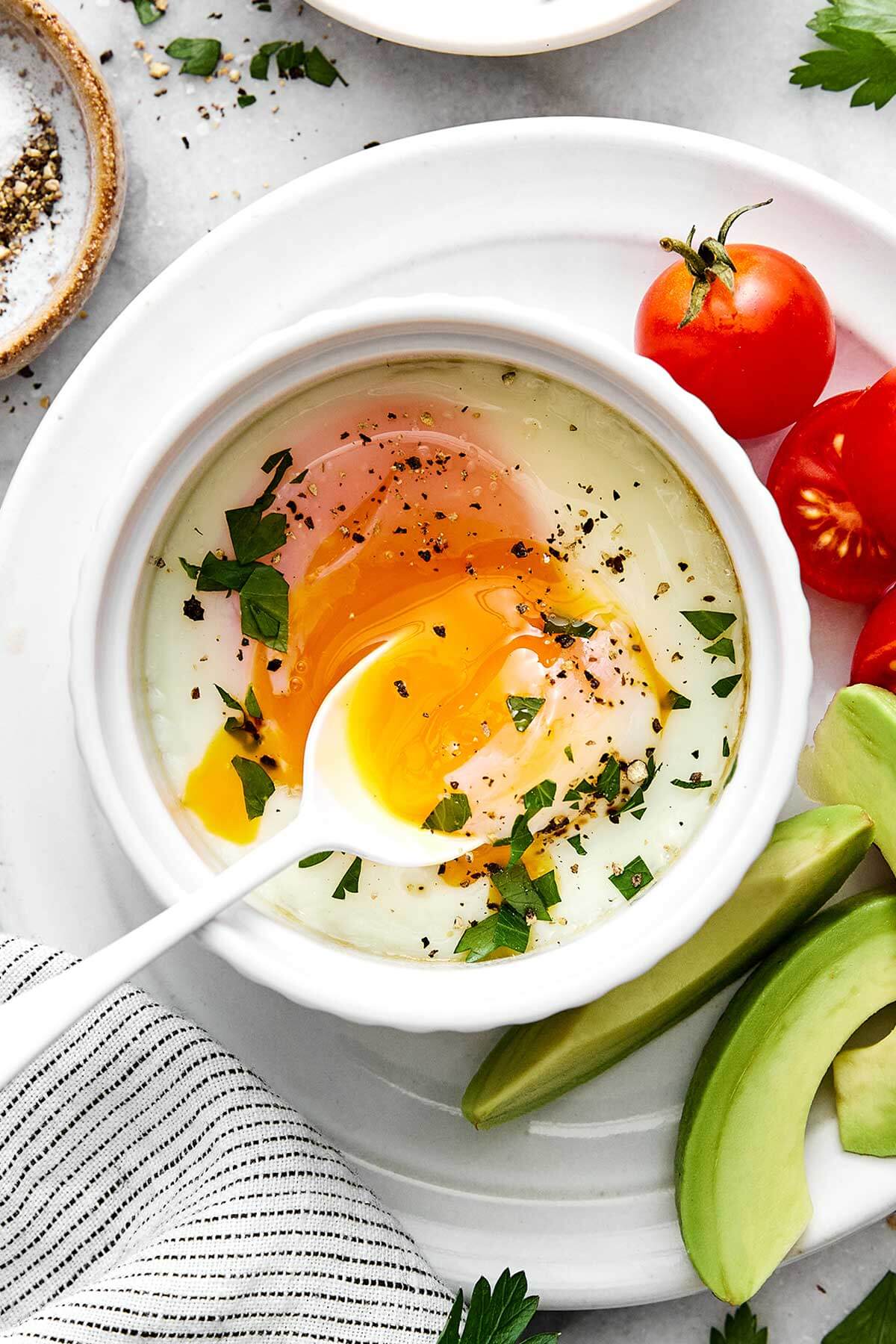 Baked egg in a ramekin.