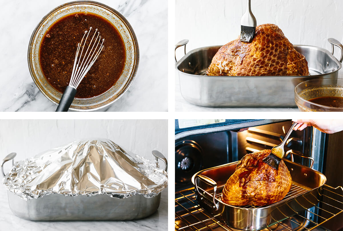 A homemade honey baked ham (with the best honey glaze) that's an easy, foolproof holiday main? We're all for that here! Brushing honey glaze on a honey baked ham